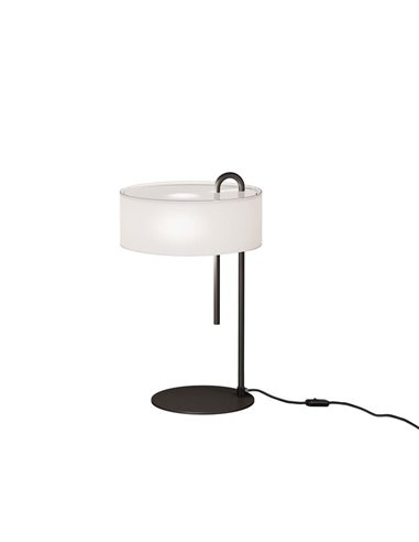Lampe de Table avec interrupteur CLIP Noir Texturé et Abat-Jour Blanc, LED E27 15W, CL.II