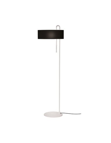 Candeeiro de pé CLIP branco texturizado com abajur preto, LED E27 15W, CL.II