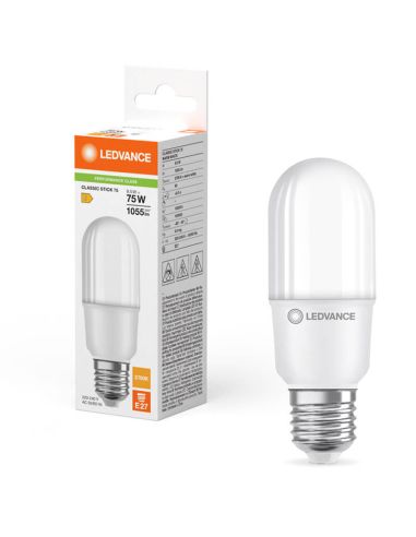 Ampoule LED E27 Bâton Allongé Mat 9W Remplacement 75W Classe de Performance Stick 75 FR non-dim LedVance | LéonLeds