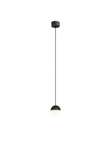 Candeeiro suspenso LED CUSTO texturizado preto/dourado técnico e opala, 5W 370lm, interruptor deslizante 2700K-3000K, CRI90 CL.I