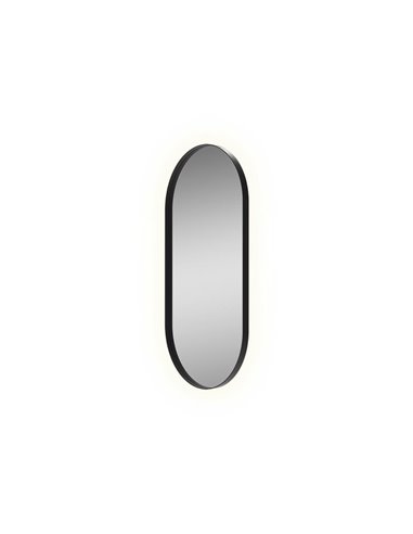 Miroir LED ovale moyen DANIELA 1200(h)x600 Noir, 55W 3000K 3725lm, CRI90 CL.II IP44, LED intégré