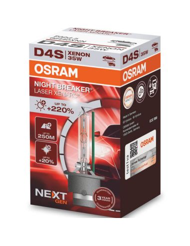 Ampoule Xenon D4S Night Breaker Laser Next Gen + 220% de lumière en plus (Boîte en carton 1 unité) 66440XNN Osram 4052899631359 