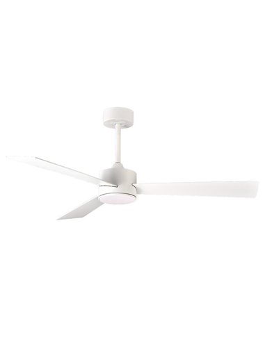 SHAMAL Ventilateur de plafond LED à pales réversibles : blanc/bois, LED 22W 2200lm DC 35W, avec télécommande, 3000K-4000K-6500K