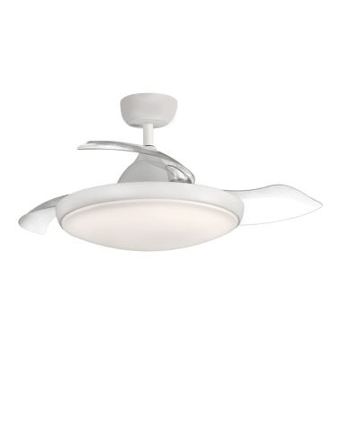 ZONDA Ventilateur de plafond rond LED Blanc Mat avec lumière, 47W 4000lm + MOTEUR DC 33W, CRI80 CL.I IP44, Télécommande, Régulat