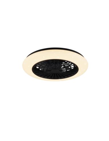 Ventilador de teto STRALSUND com luz LED preto mate ligado