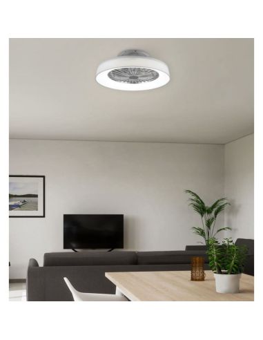 Ventilador de techo LED redondo Gamer blanco con luz RGB