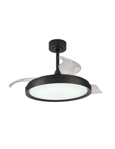 Ventilador de techo LED 50W MISTRAL con aspas plegables 30W Negro 2700K-5000K, 3200 Lm 