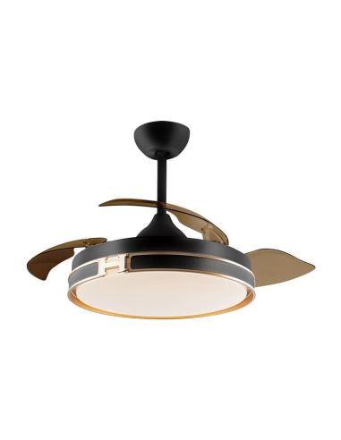 HERON Ventilador de teto com luz LED função reversa regulável Preto fosco | LeonLeds