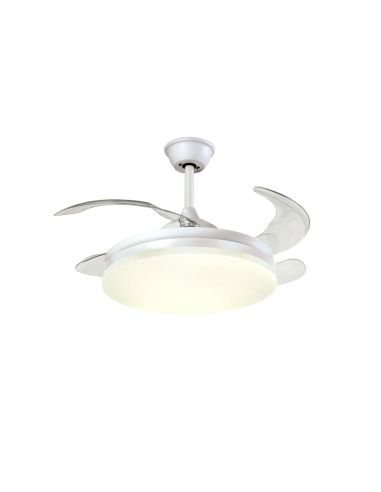 VENTO Ventilateur de plafond LED dimmable à pales repliables Blanc | LéonLeds