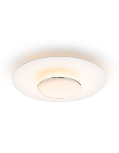 Plafonnier LED rond GARNET blanc et nickel Ø50cm | LéonLeds