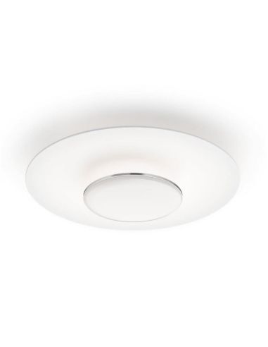 Plafonnier LED rond GARNET blanc et nickel Ø50cm | LéonLeds