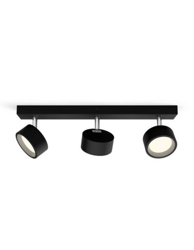 Regleta 3 Focos de techo LED Cabezal ajustable Negro 3x5.5W | LeonLeds