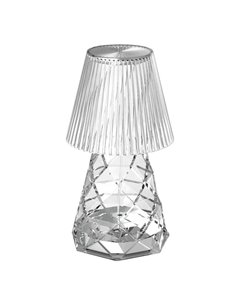Lámpara de mesa a pilas de aluminio blanco