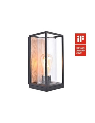 Farol de pared FLAIR con efecto madera para exterior E27