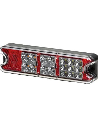 Lanterna traseira LED com posição, pisca, freio e ré 12V 24V 2VP 357 021-011 Hella | LeonLeds