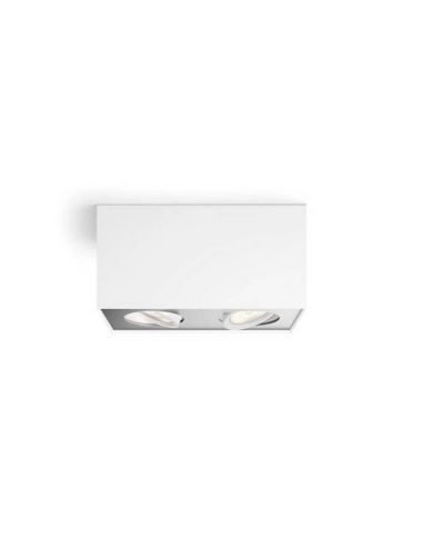 Foco superficie 2 luces LED cuadrado BOX blanco Warmglow | LeonLeds