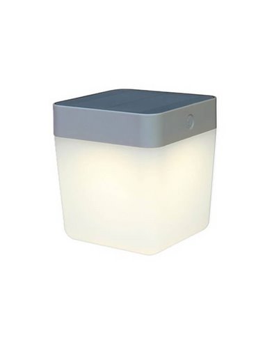 Lámpara de mesa LED solar y portátil TABLE CUBE blanco o gris con regulador táctil 3000k