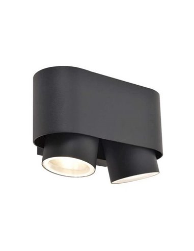 Aplique de pared LED exterior CYPRES con 2 focos orientables GU10 14W