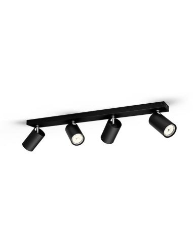 Regleta con 4 focos KOSIPO bombilla GU10 IP20 Techo/Pared | LeonLeds