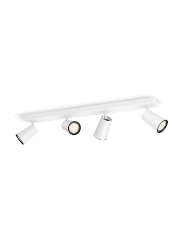 Strip 4 Spots Orientables PAISLEY Plafond/Mur Couleur Nickel IP20 | LéonLeds