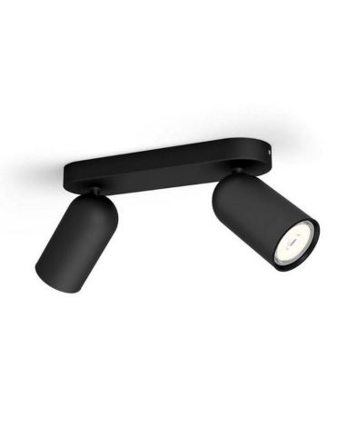 Bande orientable 2 spots PONGEE Black IP20 | LeonLeds