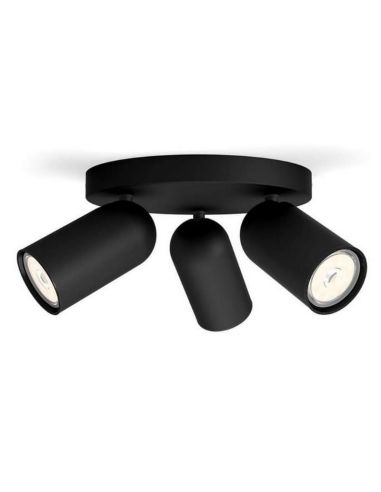 Faixa de luz de teto ajustável com 3 pontos PONGEE Black IP20 | Leon Leds-Led ...