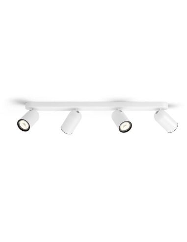 Barrette de 4 Spots Plafond/Mur Orientables PONGEE Blanc | LéonLeds