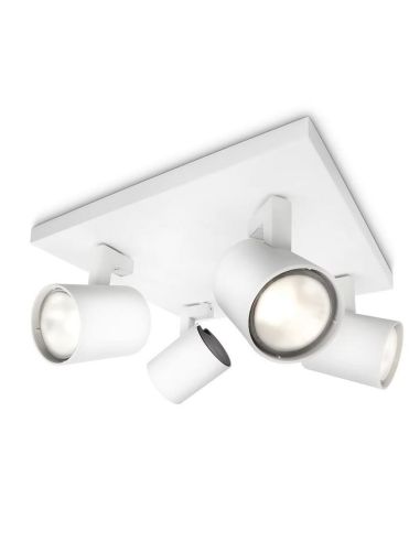 Regleta 4 Focos cabezales Orientables Techo/Pared RUNNER Blanco | LeonLeds