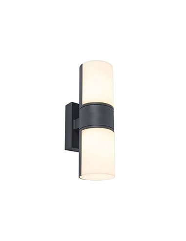 Aplique tubular LED exterior CYRA antracita con cabezales que rotan 350º 3000K