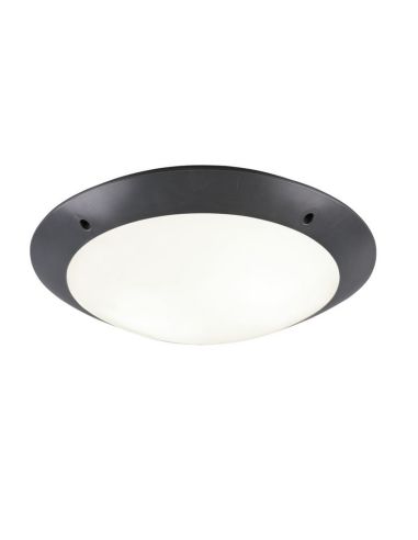 Plafonnier d'Extérieur CAMARO Noir Ø33cm Plafond ou Applique | LéonLeds