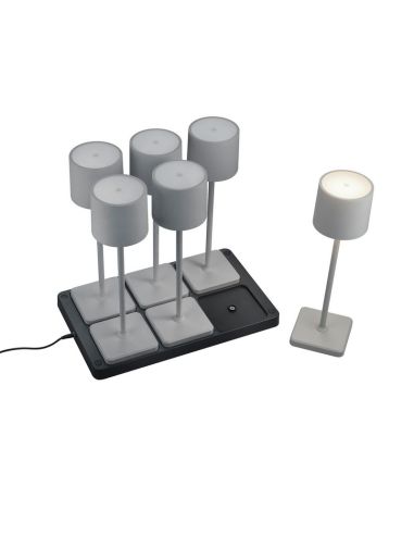 Pack 6 Candeeiros de Mesa LED para Exterior FERNANDEZ Estação de Carregamento de Bateria + Bateria Recarregável IP54 | LeonLeds