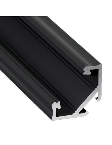 Perfil Angular 45º para Tiras de LED em Acabamento Anodizado Preto -Tipo C- 2,02 Metros