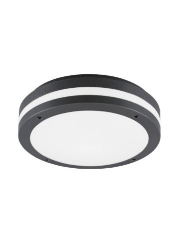 Plafón de Techo Exterior Redondo LED KENDAL Negro Ø30cm | LeonLeds