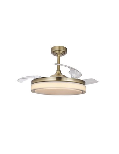 Ventilateur de Plafond LED Pales Rétractables ANETO Cuir 72W 7920Lm CCT