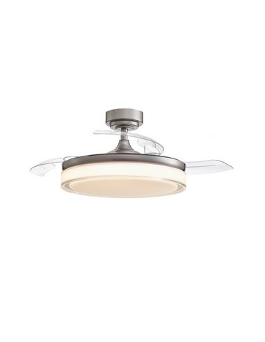 Ventilateur LED à pales rétractables ANETO Nickel 72W 7920Lm CCT