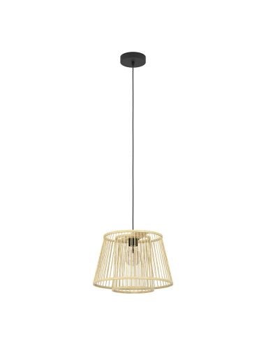 Plafonnier suspension en bois HYKEHAM Ø 38cm H:110cm