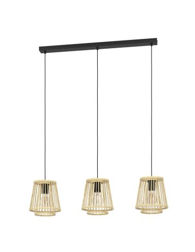 Plafonnier suspension en bois HYKEHAM 3xE27 Ø 38cm