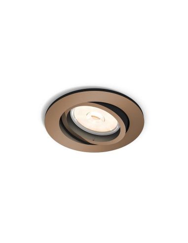 DONEGAL Ampoule Spot LED Ronde Encastrable excl. 5,5W IP20 Cuivre Ø90mm | LéonLeds