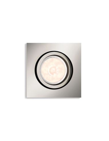 Foco LED Empotrable Cuadrado DONEGAL Bombilla excl. 5,5W IP20 Níquel Ø90mm | LeonLeds