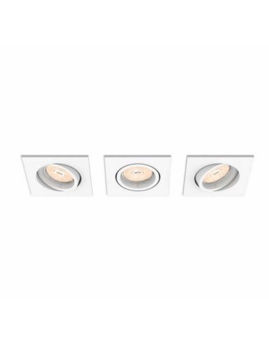 Pack 3 Focos LED Empotrables Cuadrados DONEGAL Bombilla excl. 5,5W IP20 Blanco Ø90mm | LeonLeds