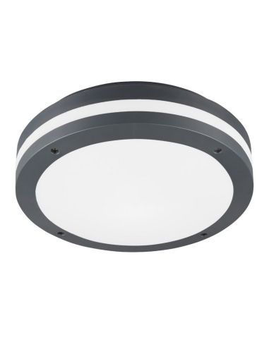 PIAVE Plafonnier LED Extérieur Rond Détecteur de Mouvement 11W 1180lm 3000K IP54 Noir Ø30cm | LéonLeds