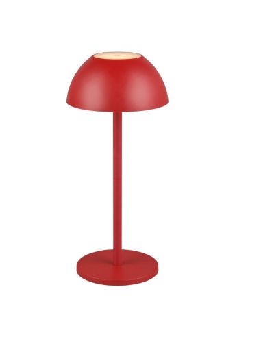 RICARDO Lampe de table tactile d'extérieur LED rechargeable 3000K IP54 Rouge | LéonLeds