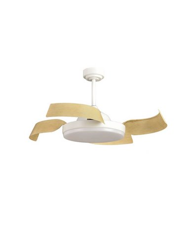 BATAN Ventilateur LED Blanc avec Pales en Bois 35W 3200lm CCT Smart