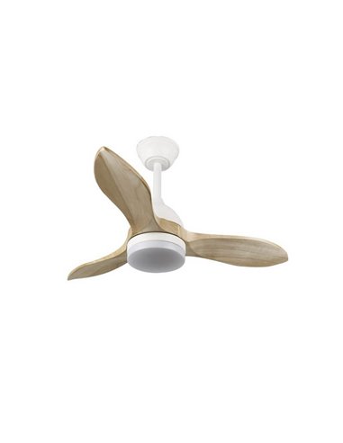 Ventilateur LED blanc BETA 20W 1900Lm CCT Dim avec pales en bois