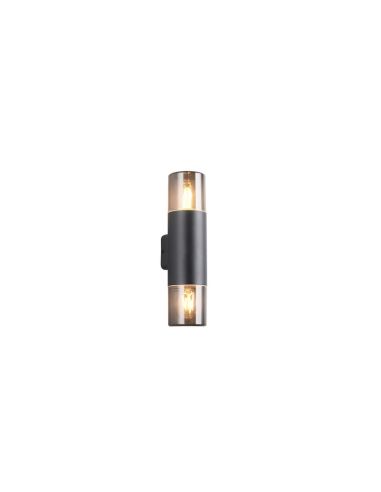 Aplique de Pared 2 Luces HOOSIC Pantalla Ahumada IP44 | LeonLeds