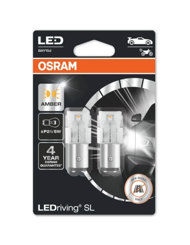 Pack de 2 Ampoules LED Ambre P21/5W BAY15d 6000K 12V (2Uds) 7528DYP-02B LED 2 Pôles LEDriving SL Ambre Osram