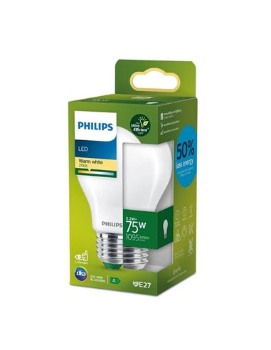 Ampoule LED E27 Classique 5,2W équivalent à 75W Opaque, Ultra Efficace A60