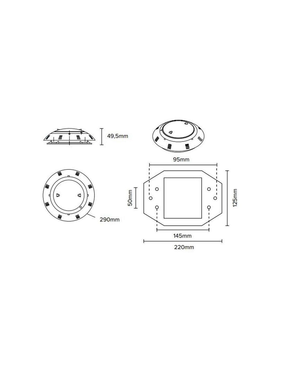 Proyector LED Plano Piscina 25W 1800lm IP68 Blanco LeonLeds