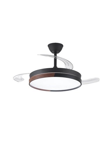 Ventilateur de Plafond LED à pales rétractables ECORO Noir 45W 4400Lm CCT