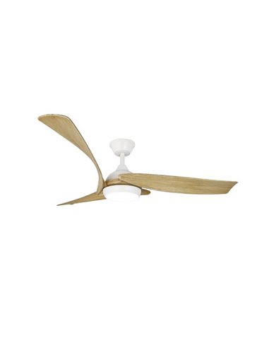 ELAGANTE ENNA Ventilateur de Plafond LED Blanc Pales en Bois 24W 2400Lm CCT Dim